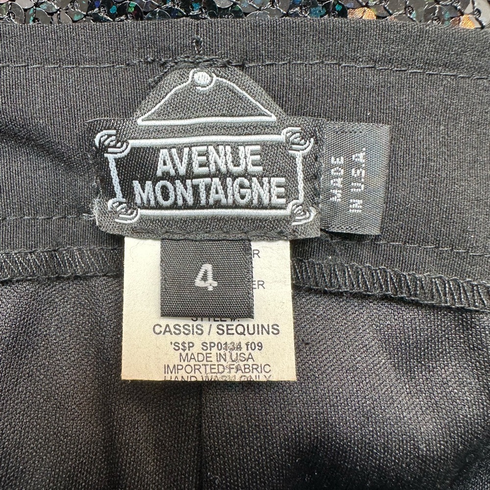 Vintage Avenue Montaigne Y2K Glamorous Black Sequin Cassis Leggings Size 4 S - Picture 8 of 11